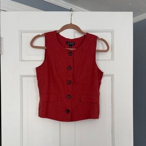 J. Crew linen brick Red Button-Up Sleeveless Vest